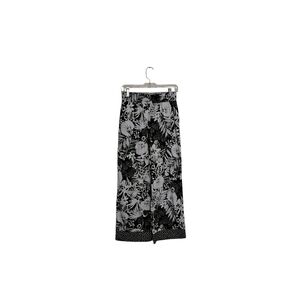 Cuddl Duds Women's Black White Floral Tropical Pull-on Wide Leg Loungewear